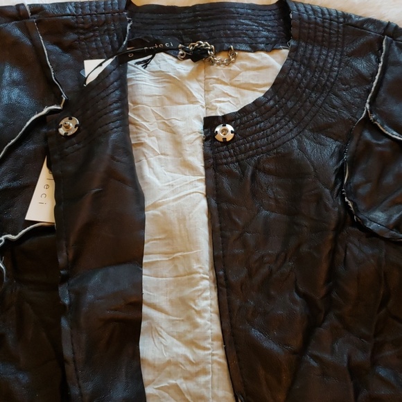 Black Leather Chic Modern Cut Jacket - Picture 4 of 7